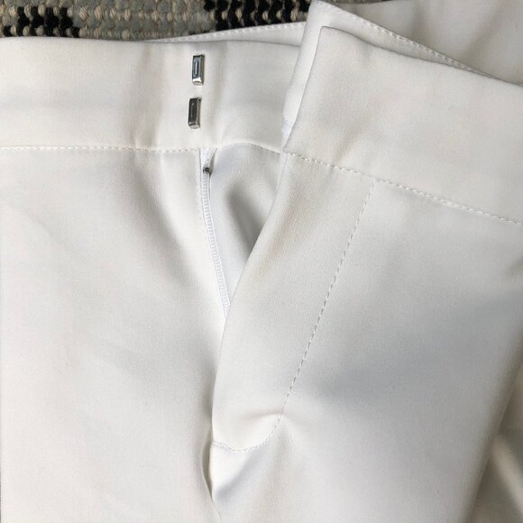 Saks 5th Avenue Black Label Slim Cut Cuff Crop Cotton Blend Pants Wht Sz 8 NWOT - Picture 4 of 5